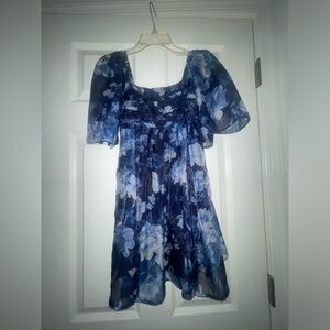 Abercrombie & Fitch Blue Casual Short Sleeve Dress